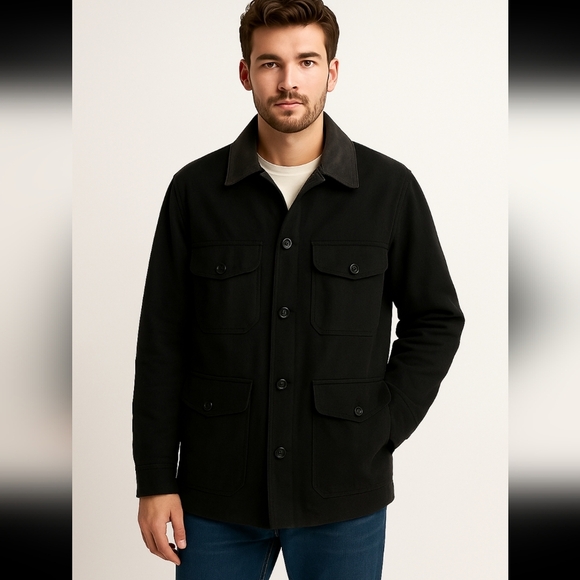 Abercrombie & Fitch Men's Black Date Night Trucker Jacket M - Picture 1 of 11